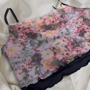 Urban Outfitters Floral mesh cowl neck tank size M